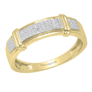 0.20 CTW 10K Yellow Gold Men's Wedding Band With Blue & White Diamonds – Size 9