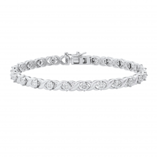 0.50 Carat (ctw) Round White Diamond Ladies XO Tennis Bracelet 1/2 CT Sterling Silver