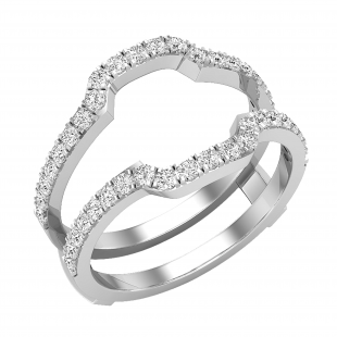 0.50 Carat (ctw) Round White Diamond Ladies Wedding Band Enhancer Guard Double Ring 1/2 CT, Platinum