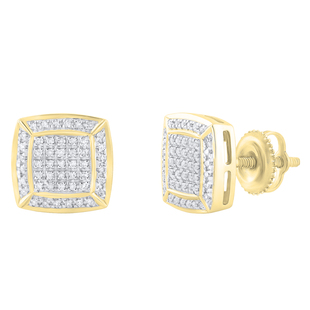 18K White Gold Square Diamond Halo Stud Earrings