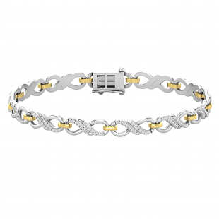 0.52 Carat (ctw) Round White Diamond Ladies Infinity Tennis Link Bracelet 1/2 CT | 10K White and Yellow Gold