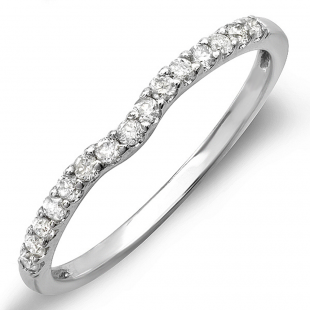 0.25 Carat (ctw) 14K White Gold Round White Diamond Anniversary Wedding Ring Matching Band 1/4 CT