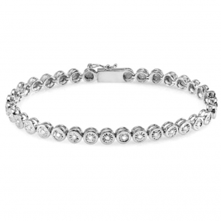 0.70 Carat (ctw) Sterling Silver Real Round Cut Diamond Ladies Tennis Bracelet 3/4 CT (7 Inch Length x 4.8 MM Wide)