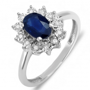 Buy 12 0 Mm 1 00 Carat Ctw Kate Middleton Diana Replica 18k White Gold Real Round Diamond With Real Oval Blue Sapphire Royal Engagement Ring 1 Ct Online At Dazzlingrock Com