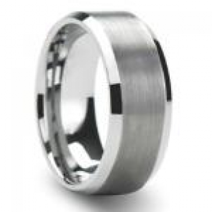 Tungsten Carbide Men's Ladies Unisex Ring Wedding Band 6MM Beveled Edges Brushed & Polished Comfort Fit (Available in Sizes 5 to 15) Size 7.5