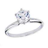 Certified 0.98 Carat (ctw) 14K White Gold Real Round Diamond Ladies Engagement Solitaire Ring