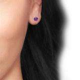 1.50 Carat (ctw) 6MM REAL GENUINE PURPLE AMETHYST ROUND EARRING 6 MM 925 STERLING SILVER