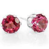 1.50 Carat (ctw) 6MM REAL GENUINE ROUND SHAPE NATURAL PINK TOPAZ 925 STERLING SILVER STUDS EARRINGS