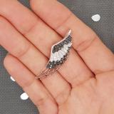 0.33 Carat (ctw) Sterling Silver Black and White Diamond Angel Wing Pendant (1/3 cttw)