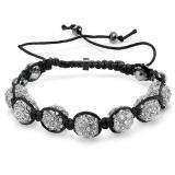 Shamballa Bracelet Mens Ladies Unisex Hip Hop Style Pave Seven Crystal White Disco Ball Faceted Bead Adjustable