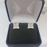 0.33 Carat (ctw) 18K Yellow Gold Plated Sterling Silver White Diamond Kite Shape Mens Hip Hop Iced Stud Earrings 1/3 CT