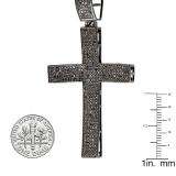 2.00 Carat (ctw) Sterling Silver Black Diamond Micro Pave Mens Hip Hop Style Religious Cross Pendant Necklace FREE CHAIN