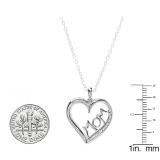 0.10 Carat (ctw) Sterling Silver White Diamond Ladies Heart Moms Gift Pendant 1/10 CT