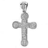 Platinum Plated White CZ Cubic Zirconia Hip Hop Iced Micro Pave Men's Religious Cross Pendant (3.5 inch x 2 inch)
