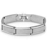 Stainless Steel Link Polished and Satin Mens Bracelet 8 inch 14 mm