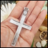 2.00 Carat (ctw) Sterling Silver White Diamond Micro Pave Mens Hip Hop Style Religious Cross Pendant Necklace FREE CHAIN