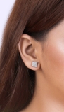 0.15 Carat (ctw) 10K White Gold Real Diamond Dome Kite Shape Mens Ladies Hip Hop Iced 9 mm Stud Earrings