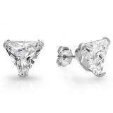 APRIL Birthstone Clear White Simulated Triangle Cut Diamond Cubic Zirconia Sterling Silver 7 mm Stud Earrings