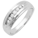 0.20 Carat (ctw) 14k White Gold Round Diamond Mens Wedding Anniversary Band Ring