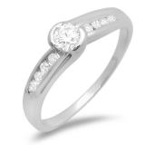0.50 Carat (ctw) 14k White Gold Round Cut Diamond Ladies Bridal Engagement Ring