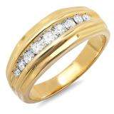 0.50 Carat (ctw) 14k Yellow Gold Brilliant Round Diamond Channel Mens Ring