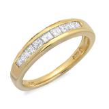 0.50 Carat (ctw) 14K Yellow Gold Princess White Diamond Anniversary Wedding Stackable Ring Band 1/2 CT