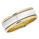 14k Yellow Gold Men's Ladies Unisex Ring Fancy Wedding Band 7MM Flat Shiny Polished Traditional Fit (Available in Sizes 4 to 12)