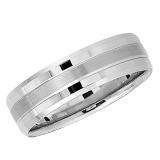 14k White Gold Men's Ladies Unisex Ring Fancy Wedding Band 6.5MM Flat Brushed and Polished Comfort Fit (Available in Sizes 4 to 12)