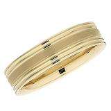 14k Yellow Gold Men's Ladies Unisex Ring Fancy Wedding Band 5.5MM Flat Grooved & Polished Shiny Comfort Fit (Available in Sizes 4 to 12)