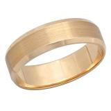 14k Yellow Gold Men's Ladies Unisex Ring Fancy Wedding Band 7MM Stepped Edges Brushed & Polished Comfort Fit (Available in Sizes 4 to 12)