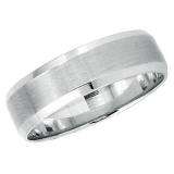 14k White Gold Men's Ladies Unisex Ring Fancy Wedding Band 6MM  Dome Brushed Finish in Center and Polished Shiny Comfort Fit (Available in Sizes 4 to 12)