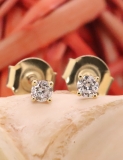 IGI CERTIFIED 0.50 Carat (ctw) 10K Yellow Gold Round Lab Grown Diamond Ladies Stud Earrings 1/2