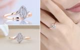 Round Lab Grown White Diamond Marquise Shape Engagement Ring for Women 1/5 CT (0.20 ctw, Color H-I, Clarity SI2) in 14K Rose Gold