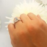 0.90 Carat (ctw) 14k White Gold Round Blue And White Diamond Ladies Swirl Bridal Engagement Ring Matching Band Set