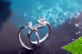 0.90 Carat (ctw) 18K White Gold Round Blue Diamond Ladies Swirl Bridal Engagement Ring Matching Band Set
