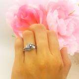0.90 Carat (ctw) 14k White Gold Round Blue Sapphire And White Diamond Ladies Swirl Bridal Engagement Ring Matching Band Set