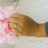 0.25 Carat (ctw) 18k White Gold Round Green Emerald And White Diamond Ladies Bridal Promise Heart 3 Stone Swirl Engagement Ring 1/4 CT