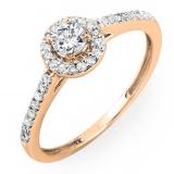 0.50 Carat (ctw) 10k Rose Gold Round Cut Diamond Ladies Engagement Bridal Halo Ring 1/2 CT