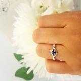 0.15 Carat (ctw) 18k White Gold Round Diamond and Blue Sapphire Ladies Bridal Promise Irish Love and Friendship Band Claddagh Heart Shape Ring