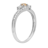 0.45 Carat (ctw) 14K White Gold Round Champagne & White Diamond Ladies 3 Stone Bridal Engagement Promise Ring 1/2 CT
