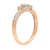 0.45 Carat (ctw) 10K Rose Gold Round Champagne & White Diamond Ladies 3 Stone Bridal Engagement Promise Ring 1/2 CT