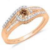 0.33 Carat (ctw) 10K Rose Gold Round & Baguette Cut Champagne & White Diamond Ladies Twisted Swirl Bridal Halo Engagement Ring 1/3 CT