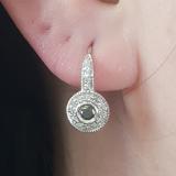0.45 Carat (ctw) 10K White Gold Round Cut Black & White Diamond Ladies Cluster Halo Style Milgrain Drop Earrings 1/2 CT