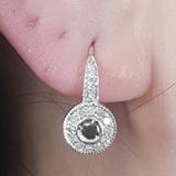 0.45 Carat (ctw) 18K White Gold Round Cut Black & White Diamond Ladies Cluster Halo Style Milgrain Drop Earrings 1/2 CT