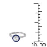 0.50 Carat (ctw) 18K White Gold Round Blue Sapphire & White Diamond Ladies Bridal Halo Style Engagement Ring 1/2 CT