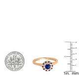 0.50 Carat (ctw) 10K Rose Gold Round Blue Sapphire & White Diamond Ladies Bridal Halo Style Engagement Ring 1/2 CT