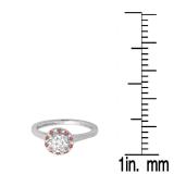 0.50 Carat (ctw) 18K White Gold Round Ruby & White Diamond Ladies Bridal Halo Style Engagement Ring 1/2 CT