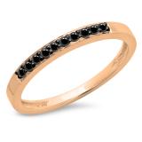 0.15 Carat (ctw) 10K Rose Gold Round Black Diamond Ladies Anniversary Wedding Band Stackable Ring