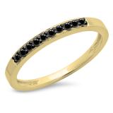 0.15 Carat (ctw) 10K Yellow Gold Round Black Diamond Ladies Anniversary Wedding Band Stackable Ring