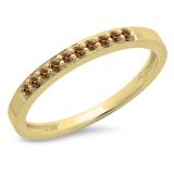 0.15 Carat (ctw) 10K Yellow Gold Round Champagne Diamond Ladies Anniversary Wedding Band Stackable Ring